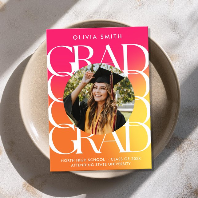 Modern Colorful Gradient Photo Graduation Announcement (Creator Uploaded)