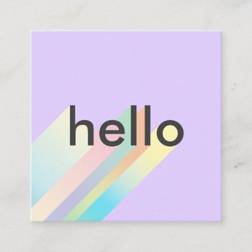 Modern colorful gradient purple hello typography square business card