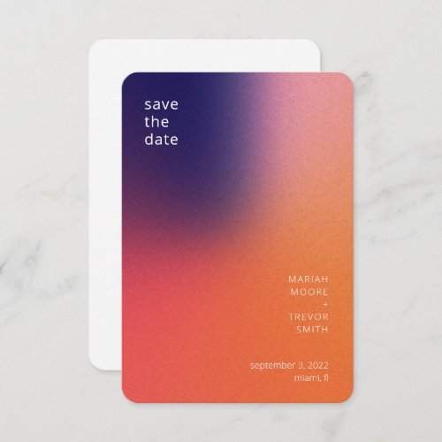 Modern Colorful Gradient Purple Orange Wedding Save The Date