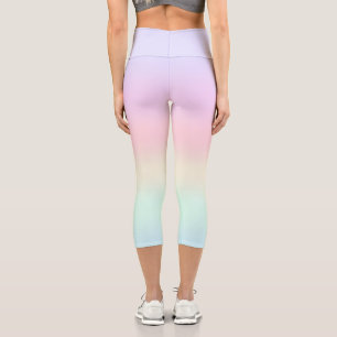 Modern colorful gradient Watercolor Rainbow Capri Leggings