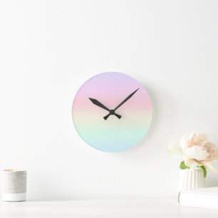 Modern colorful gradient Watercolor Rainbow Round Clock