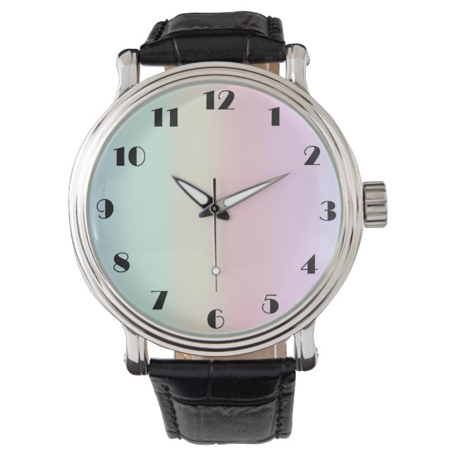 Modern colorful gradient Watercolor Rainbow Watch (Front)