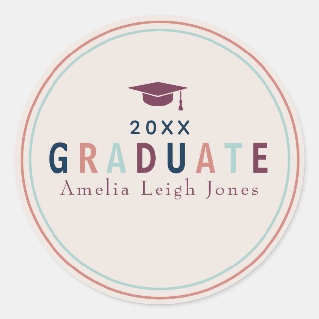 Modern Colorful Graduation Envelope Sticker (Front)