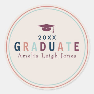 Modern Colorful Graduation Envelope Sticker