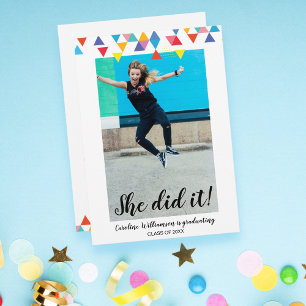 Modern Colorful Graduation Photo Party Invitation