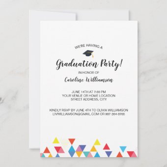 Modern Colorful Graduation Photo Party Invitation | Zazzle