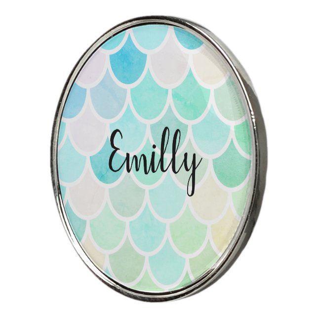 Modern Colorful Green Mermaid Seamless Pattern Golf Ball Marker (3/4)