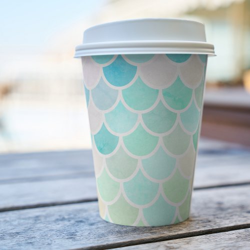 Modern Colorful Green Mermaid Seamless Pattern Paper Cups