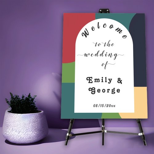 Modern Colorful Groovy Abstract Wedding Welcome Foam Board