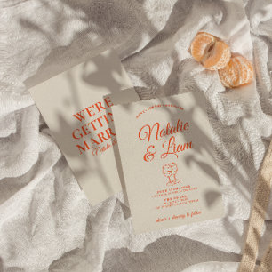 Modern Colorful Hand Drawn Retro Unique Wedding Invitation