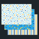 Modern Colorful Hanukkah Wrapping Paper Sheets<br><div class="desc">These modern Hanukkah papers with dreidels,  gelt,  stripes, snowflakes,  and star of davids will have your packages looking phenomenal!  They are colorful and trendy yet traditional.</div>