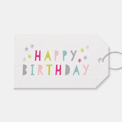 Modern Colorful Happy Birthday Gift Tags
