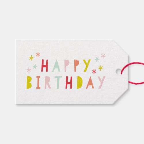 Modern Colorful Happy Birthday Gift Tags