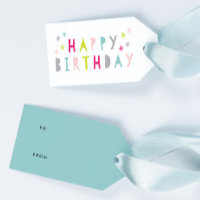 Modern Colorful Happy Birthday Gift Tags