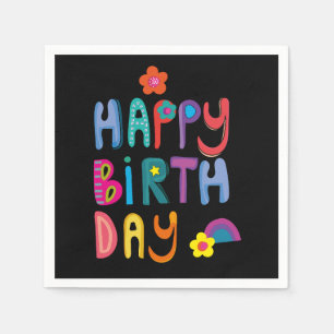 Modern Colorful Happy Birthday Napkins