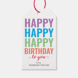 Modern Colorful HAPPY BIRTHDAY to You Gift Tags