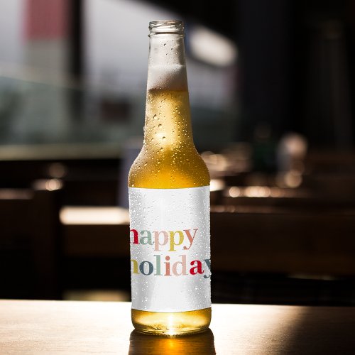 Modern Colorful Happy Holiday Beer Bottle Label