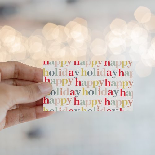 Modern Colorful Happy Holiday Business Card