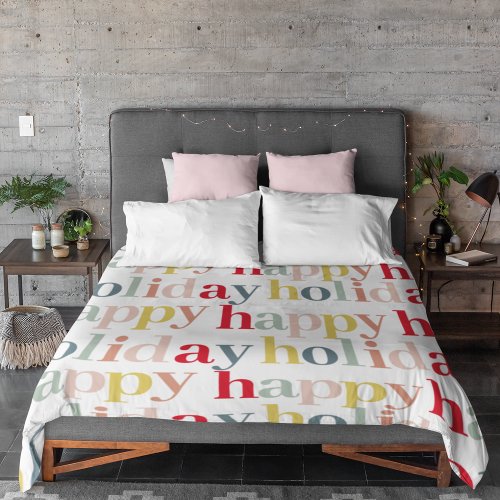 Modern Colorful Happy Holiday Fleece Blanket