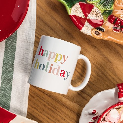 Modern Colorful Happy Holiday Mug