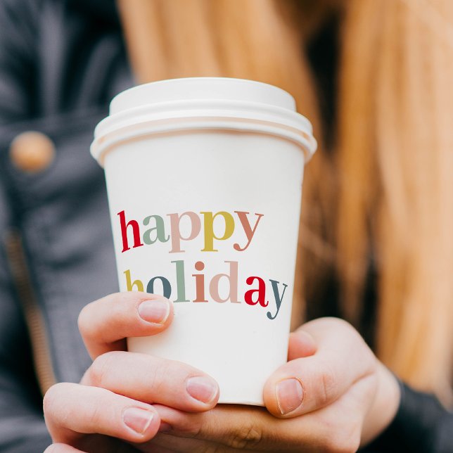 Modern Colorful Happy Holiday Paper Cups (Creator Uploaded)