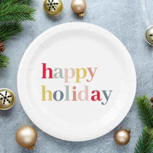Modern Colorful Happy Holiday Paper Plates
