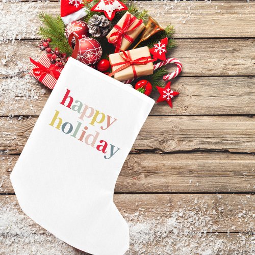Modern Colorful Happy Holiday Small Christmas Stocking