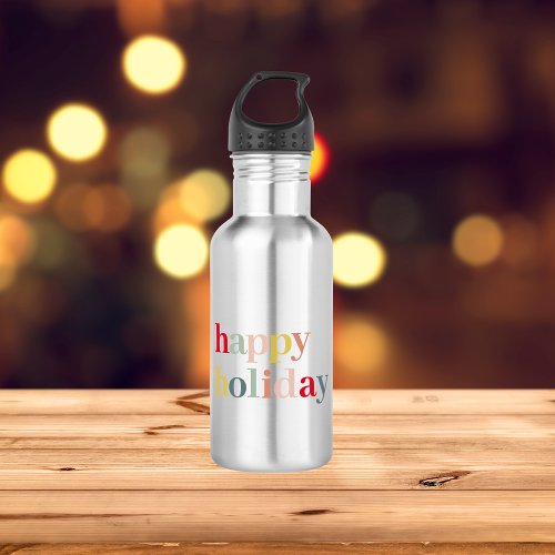Modern Colorful Happy Holiday Stainless Steel Water Bottle