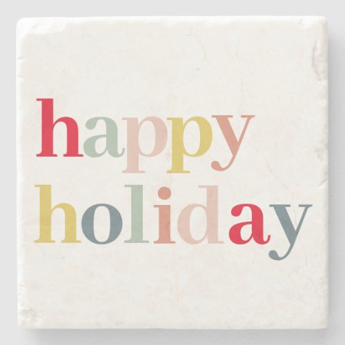 Modern Colorful Happy Holiday Stone Coaster