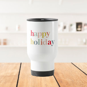 Modern Colorful Happy Holiday Travel Mug
