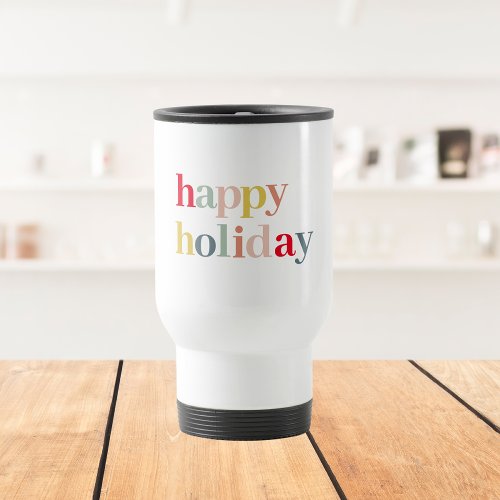 Modern Colorful Happy Holiday Travel Mug