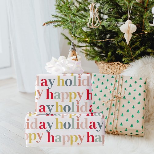 Modern Colorful Happy Holiday Wrapping Paper