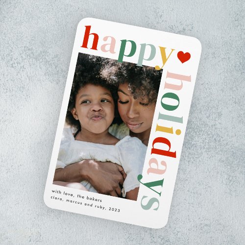 Modern Colorful Happy Holidays Photo Magnet