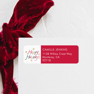 Modern Colorful Happy Holidays Return Address Label