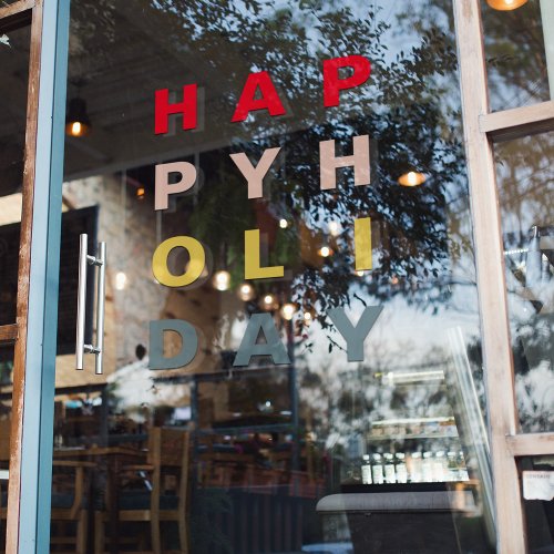 Modern Colorful Happy Holidays   Window Cling