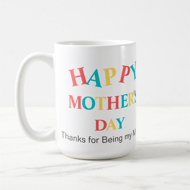 Modern Colorful Happy Mothers Day Photo  Coffee Mug (Left)