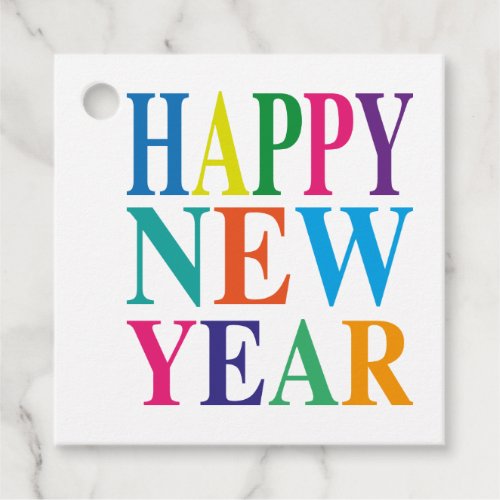 Modern Colorful Happy New Year   Favor Tags
