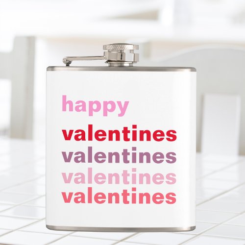 Modern Colorful Happy Valentines Gift Flask