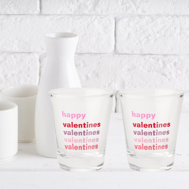 Modern Colorful Happy Valentines Gift Shot Glass (Creator Uploaded)