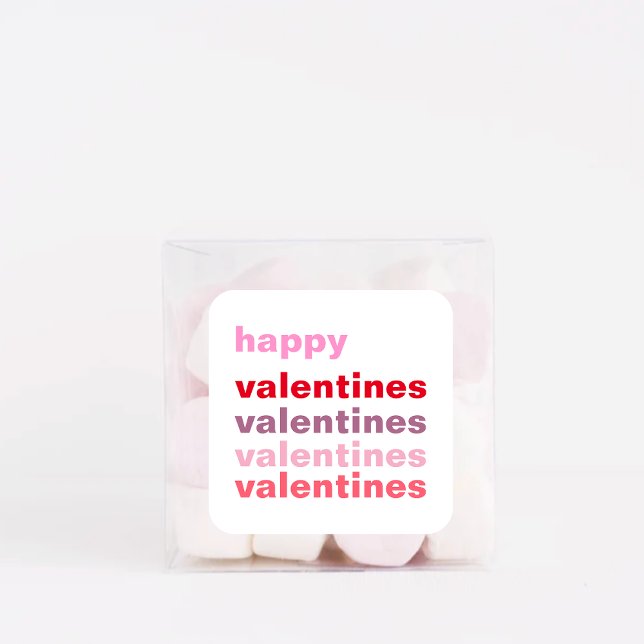 Modern Colorful Happy Valentines Gift Square Sticker (Creator Uploaded)
