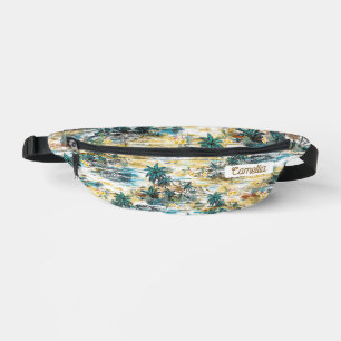 Modern Colorful Hawaii Island Palm Yellow Custom Fanny Pack