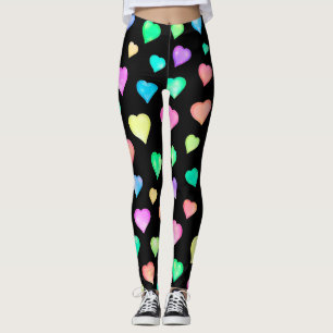 Modern Colorful Heart Pattern Leggings