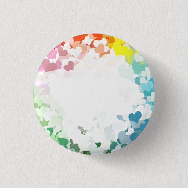 Modern Colorful Hearts Abstract Yellow Orange Blue Button (Front)