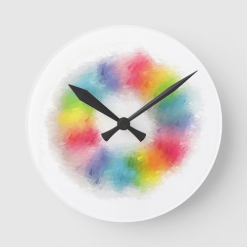 Modern Colorful Hearts Blank Template Abstract Round Clock