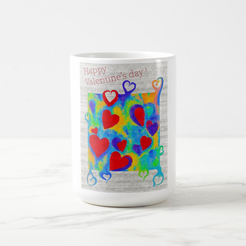 Modern colorful hearts painting-Valentine’s day