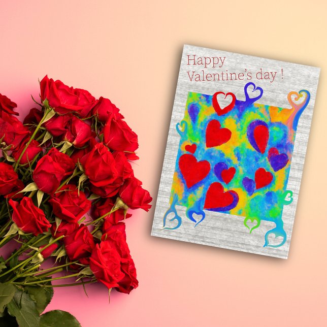 Modern colorful hearts painting-Valentine’s day Holiday Card (Creator Uploaded)