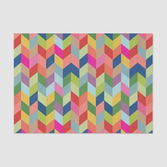 Modern Colorful Herringbone Tissue Paper (Front)