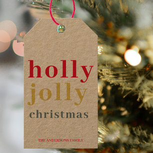 Modern Colorful Holly Jolly Holidays Gift Tags