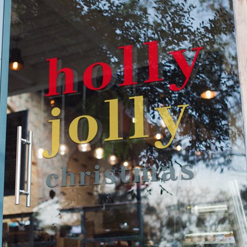 Modern Colorful Holly Jolly Holidays Window Cling