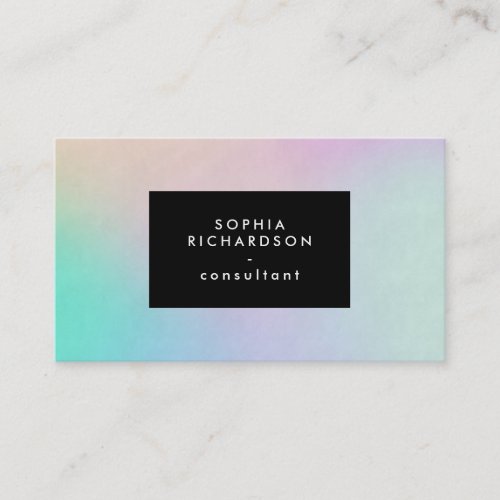 Modern Colorful Holographic Look with Black Business Card